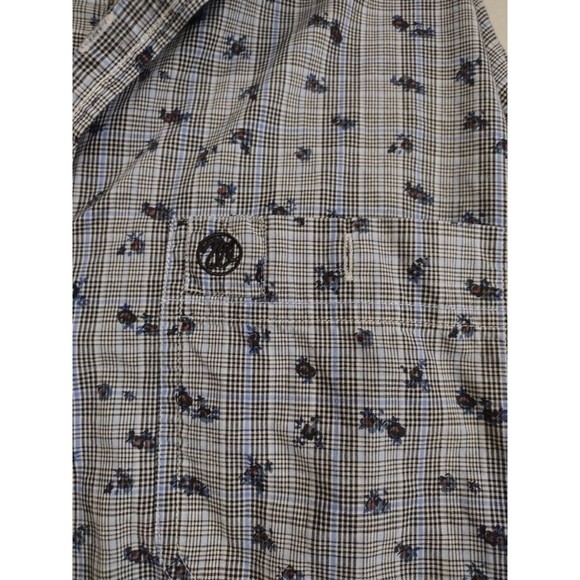 Vintage Wrangler rodeo Shirt Men Large Floral Blue Gray Casual Button Up western - Picture 4 of 6